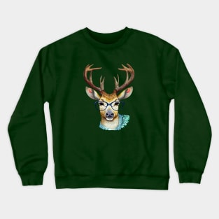 Cute Deer with Glasses Watercolor Artwork Crewneck Sweatshirt